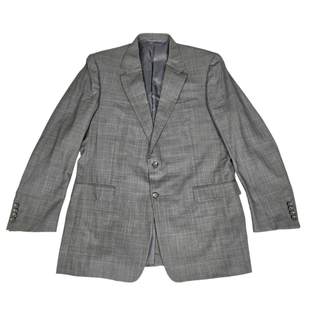 HICKEY FREEMAN Gray Loro Piana 120s‎ Plaid Wool Blazer Sport Coat Jacket 44L